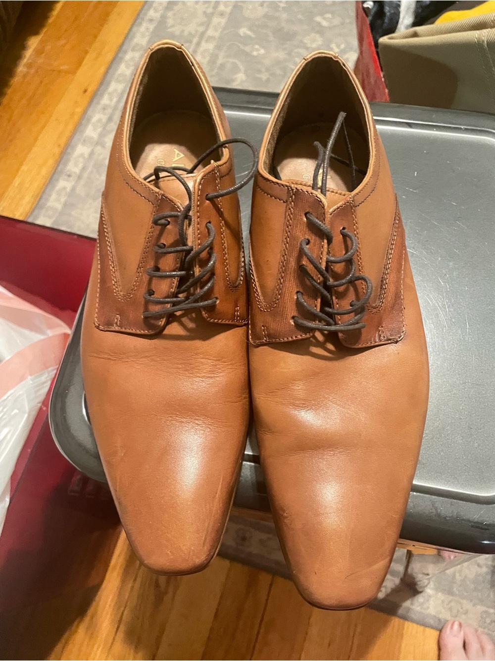 Aldo Men's Tan Leather Derby Shoes